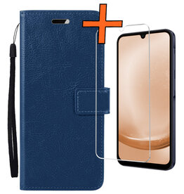 Nomfy Nomfy Samsung Galaxy A25 Hoesje Bookcase Met Screenprotector - Donkerblauw