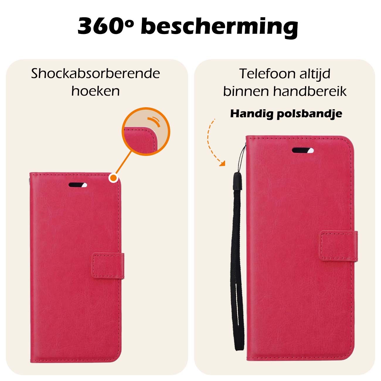 Nomfy Hoesje Geschikt voor Samsung A25 Hoes Bookcase Flipcase Book Cover Met Screenprotector - Hoes Geschikt voor Samsung Galaxy A25 Hoesje Book Case - Donkerroze