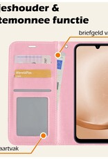Nomfy Hoesje Geschikt voor Samsung A25 Hoes Bookcase Flipcase Book Cover Met Screenprotector - Hoes Geschikt voor Samsung Galaxy A25 Hoesje Book Case - Lichtroze