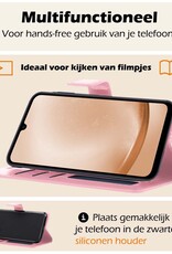 Nomfy Hoesje Geschikt voor Samsung A25 Hoes Bookcase Flipcase Book Cover Met Screenprotector - Hoes Geschikt voor Samsung Galaxy A25 Hoesje Book Case - Lichtroze