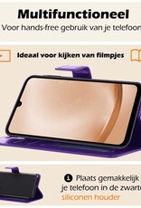 Nomfy Hoesje Geschikt voor Samsung A25 Hoes Bookcase Flipcase Book Cover Met Screenprotector - Hoes Geschikt voor Samsung Galaxy A25 Hoesje Book Case - Paars