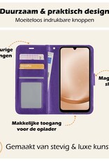 Nomfy Hoesje Geschikt voor Samsung A25 Hoes Bookcase Flipcase Book Cover Met Screenprotector - Hoes Geschikt voor Samsung Galaxy A25 Hoesje Book Case - Paars