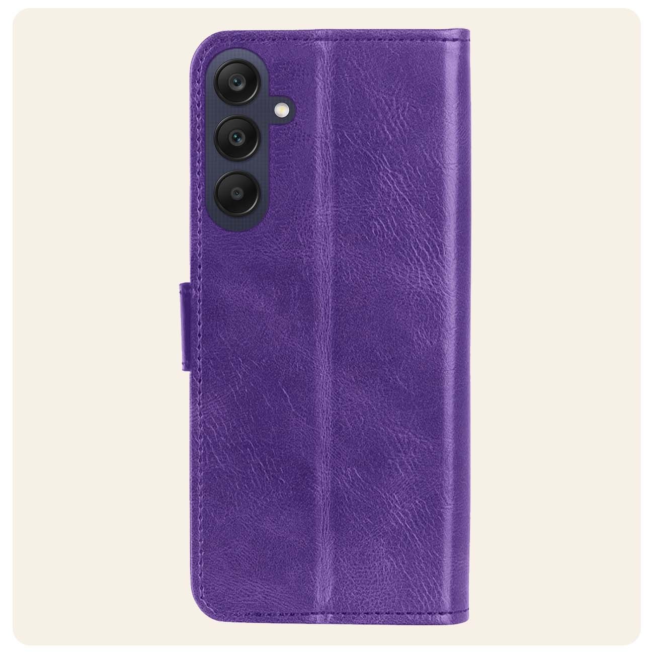 Nomfy Hoesje Geschikt voor Samsung A25 Hoes Bookcase Flipcase Book Cover Met Screenprotector - Hoes Geschikt voor Samsung Galaxy A25 Hoesje Book Case - Paars