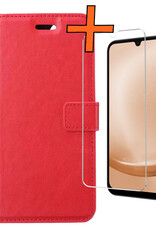 Nomfy Hoesje Geschikt voor Samsung A25 Hoes Bookcase Flipcase Book Cover Met Screenprotector - Hoes Geschikt voor Samsung Galaxy A25 Hoesje Book Case - Rood