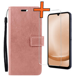 Nomfy Nomfy Samsung Galaxy A25 Hoesje Bookcase Met Screenprotector - Rose Goud