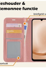 Nomfy Hoesje Geschikt voor Samsung A25 Hoes Bookcase Flipcase Book Cover Met Screenprotector - Hoes Geschikt voor Samsung Galaxy A25 Hoesje Book Case - Rosé goud
