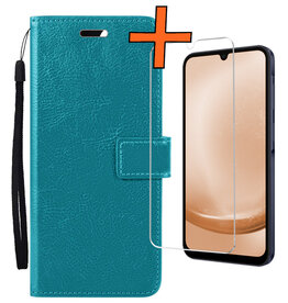 Nomfy Nomfy Samsung Galaxy A25 Hoesje Bookcase Met Screenprotector - Turquoise