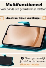 Nomfy Hoesje Geschikt voor Samsung A25 Hoes Bookcase Flipcase Book Cover Met Screenprotector - Hoes Geschikt voor Samsung Galaxy A25 Hoesje Book Case - Turquoise