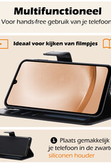 Nomfy Hoesje Geschikt voor Samsung A25 Hoes Bookcase Flipcase Book Cover Met Screenprotector - Hoes Geschikt voor Samsung Galaxy A25 Hoesje Book Case - Zwart