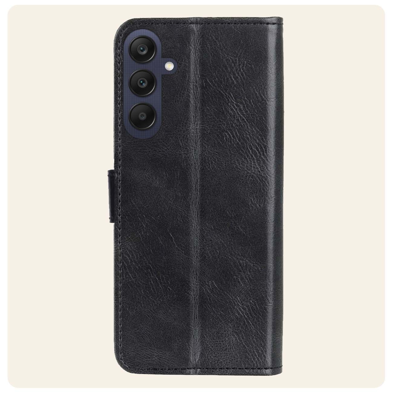 Nomfy Hoesje Geschikt voor Samsung A25 Hoes Bookcase Flipcase Book Cover Met Screenprotector - Hoes Geschikt voor Samsung Galaxy A25 Hoesje Book Case - Zwart