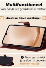 Nomfy Hoesje Geschikt voor Samsung A25 Hoes Bookcase Flipcase Book Cover Met 2x Screenprotector - Hoes Geschikt voor Samsung Galaxy A25 Hoesje Book Case - Bruin