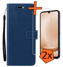 Nomfy Nomfy Samsung Galaxy A25 Hoesje Bookcase Met 2x Screenprotector - Donkerblauw