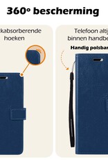 Nomfy Hoesje Geschikt voor Samsung A25 Hoes Bookcase Flipcase Book Cover Met 2x Screenprotector - Hoes Geschikt voor Samsung Galaxy A25 Hoesje Book Case - Donkerblauw