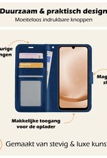 Nomfy Hoesje Geschikt voor Samsung A25 Hoes Bookcase Flipcase Book Cover Met 2x Screenprotector - Hoes Geschikt voor Samsung Galaxy A25 Hoesje Book Case - Donkerblauw