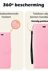 Nomfy Hoesje Geschikt voor Samsung A25 Hoes Bookcase Flipcase Book Cover Met 2x Screenprotector - Hoes Geschikt voor Samsung Galaxy A25 Hoesje Book Case - Lichtroze