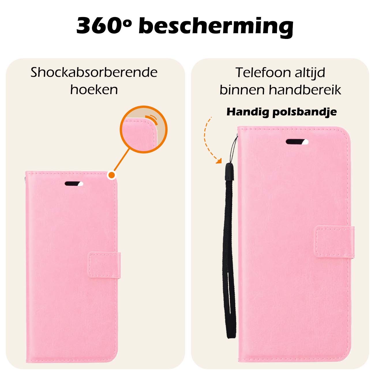 Nomfy Hoesje Geschikt voor Samsung A25 Hoes Bookcase Flipcase Book Cover Met 2x Screenprotector - Hoes Geschikt voor Samsung Galaxy A25 Hoesje Book Case - Lichtroze