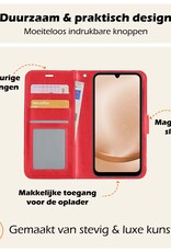 Nomfy Hoesje Geschikt voor Samsung A25 Hoes Bookcase Flipcase Book Cover Met 2x Screenprotector - Hoes Geschikt voor Samsung Galaxy A25 Hoesje Book Case - Rood