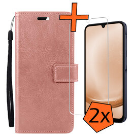 Nomfy Nomfy Samsung Galaxy A25 Hoesje Bookcase Met 2x Screenprotector - Rose Goud
