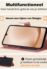 Nomfy Hoesje Geschikt voor Samsung A25 Hoes Bookcase Flipcase Book Cover Met 2x Screenprotector - Hoes Geschikt voor Samsung Galaxy A25 Hoesje Book Case - Rosé goud