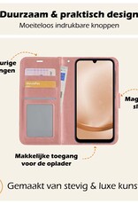 Nomfy Hoesje Geschikt voor Samsung A25 Hoes Bookcase Flipcase Book Cover Met 2x Screenprotector - Hoes Geschikt voor Samsung Galaxy A25 Hoesje Book Case - Rosé goud