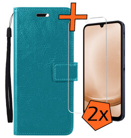 Nomfy Nomfy Samsung Galaxy A25 Hoesje Bookcase Met 2x Screenprotector - Turquoise