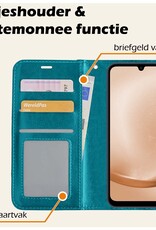 Nomfy Hoesje Geschikt voor Samsung A25 Hoes Bookcase Flipcase Book Cover Met 2x Screenprotector - Hoes Geschikt voor Samsung Galaxy A25 Hoesje Book Case - Turquoise