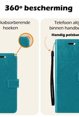 Nomfy Hoesje Geschikt voor Samsung A25 Hoes Bookcase Flipcase Book Cover Met 2x Screenprotector - Hoes Geschikt voor Samsung Galaxy A25 Hoesje Book Case - Turquoise
