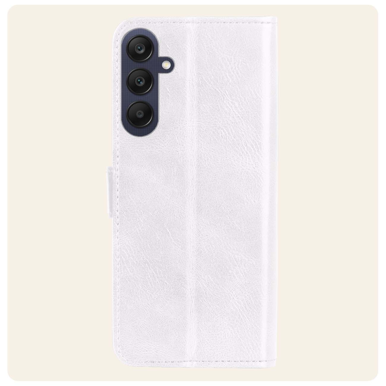 Nomfy Hoesje Geschikt voor Samsung A25 Hoes Bookcase Flipcase Book Cover Met 2x Screenprotector - Hoes Geschikt voor Samsung Galaxy A25 Hoesje Book Case - Wit