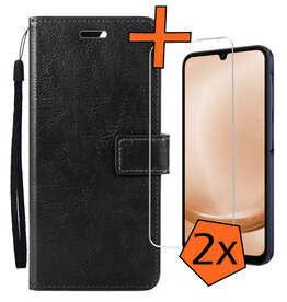 Nomfy Nomfy Samsung Galaxy A25 Hoesje Bookcase Met 2x Screenprotector - Zwart