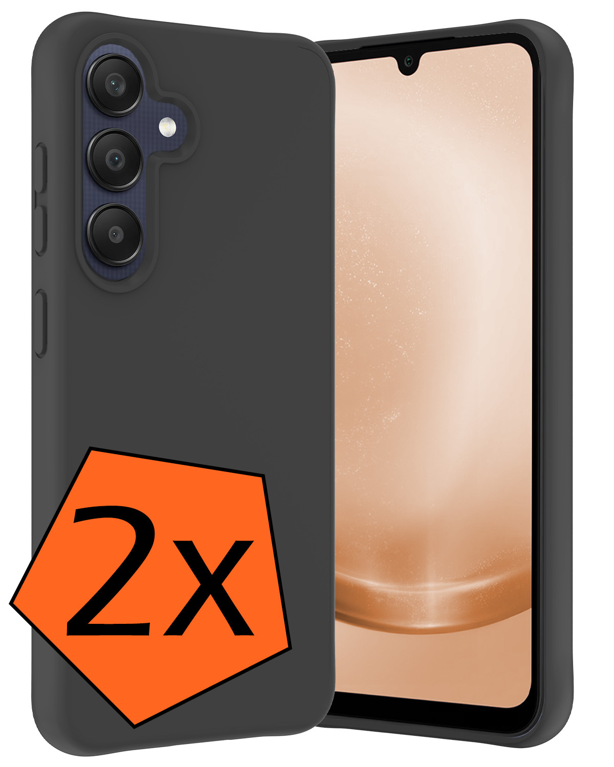 Nomfy Hoesje Geschikt voor Samsung A25 Hoesje Siliconen Cover Case - Hoes Geschikt voor Samsung Galaxy A25 Hoes Back Case - 2-PACK - Zwart