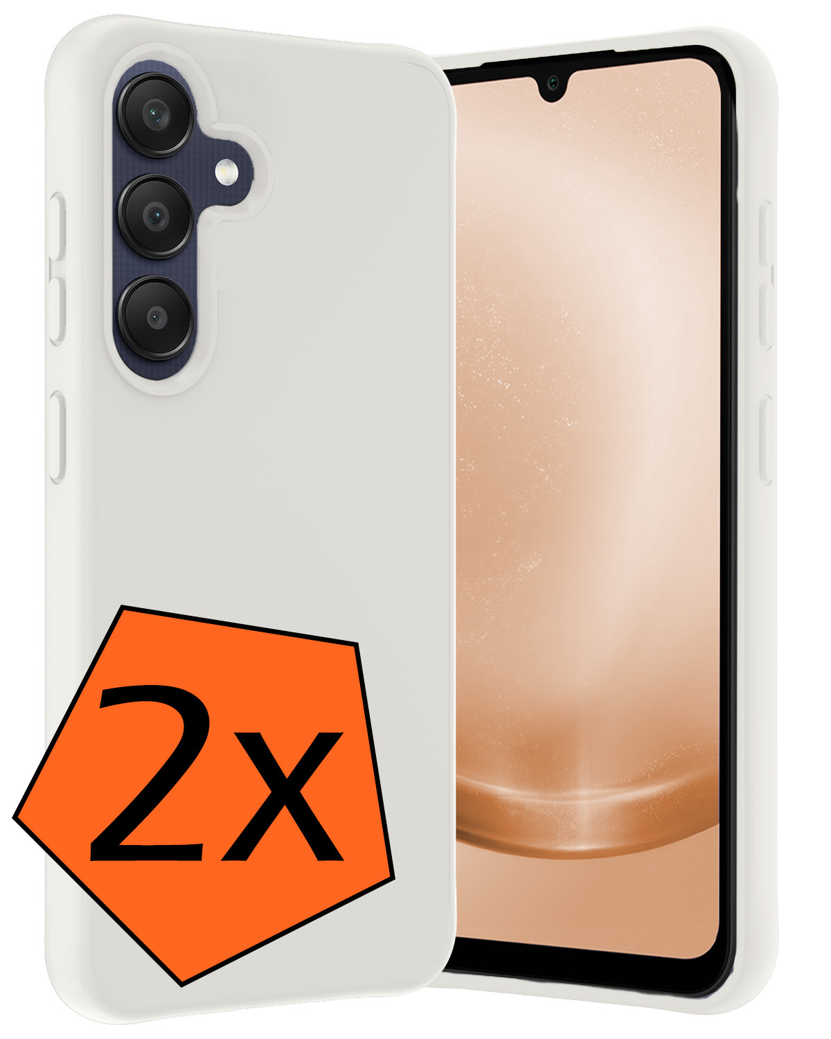 Nomfy Hoesje Geschikt voor Samsung A25 Hoesje Siliconen Cover Case - Hoes Geschikt voor Samsung Galaxy A25 Hoes Back Case - 2-PACK - Wit