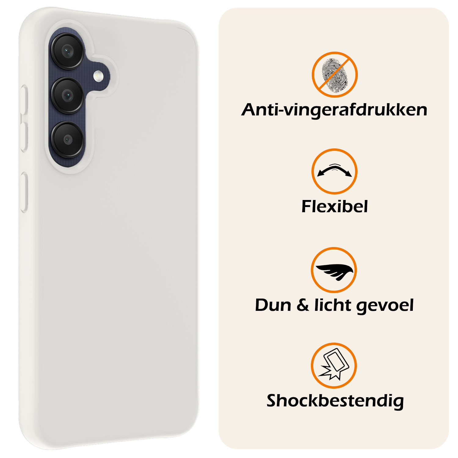 Nomfy Hoesje Geschikt voor Samsung A25 Hoesje Siliconen Cover Case - Hoes Geschikt voor Samsung Galaxy A25 Hoes Back Case - 2-PACK - Wit
