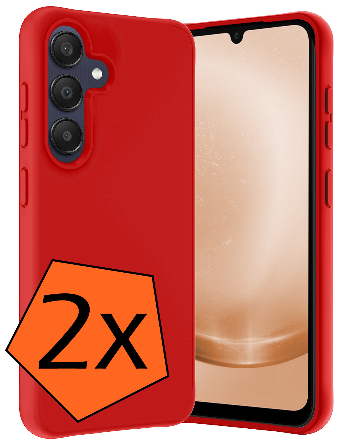 Nomfy Hoesje Geschikt voor Samsung A25 Hoesje Siliconen Cover Case - Hoes Geschikt voor Samsung Galaxy A25 Hoes Back Case - 2-PACK - Rood