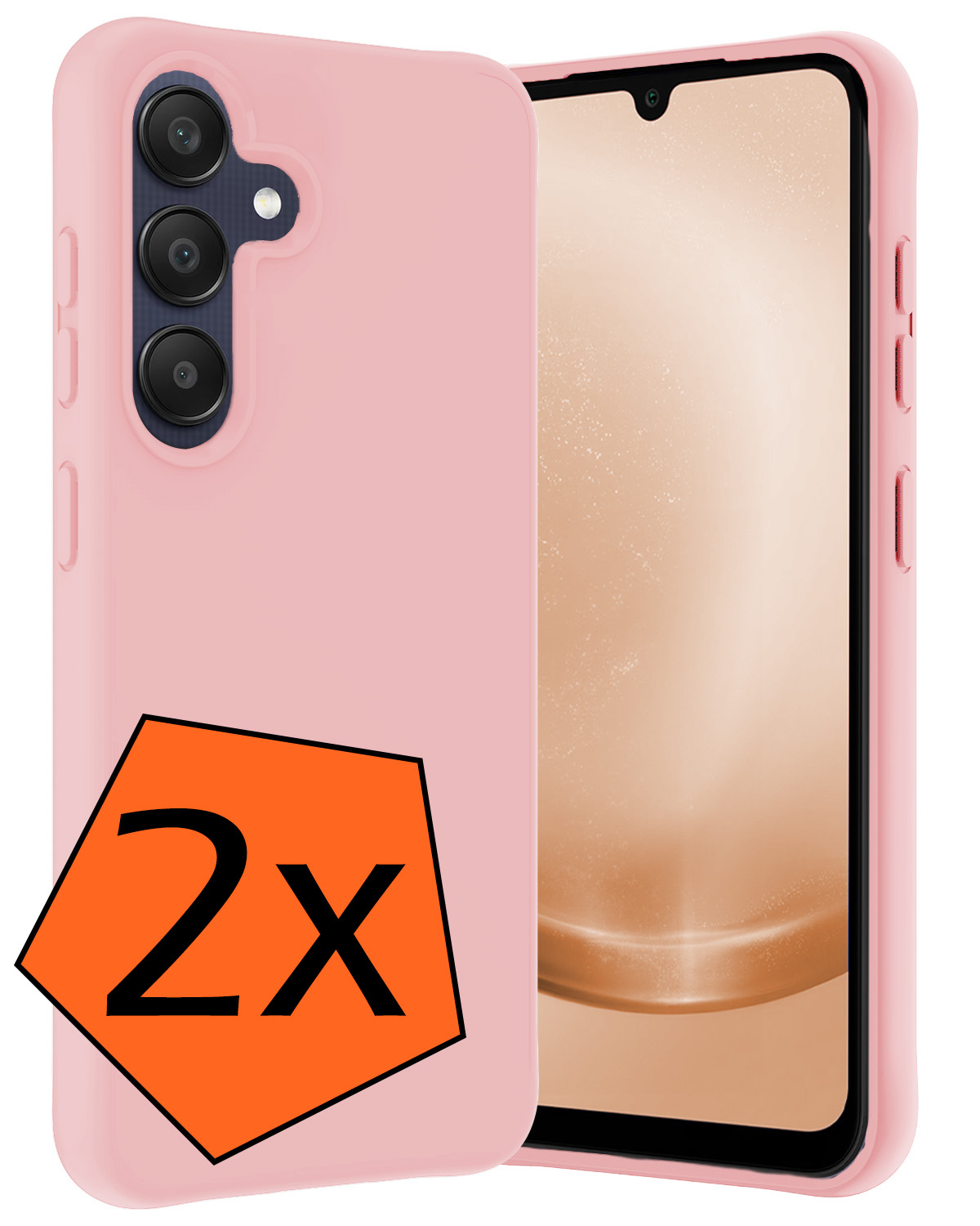 Nomfy Hoesje Geschikt voor Samsung A25 Hoesje Siliconen Cover Case - Hoes Geschikt voor Samsung Galaxy A25 Hoes Back Case - 2-PACK - Lichtroze