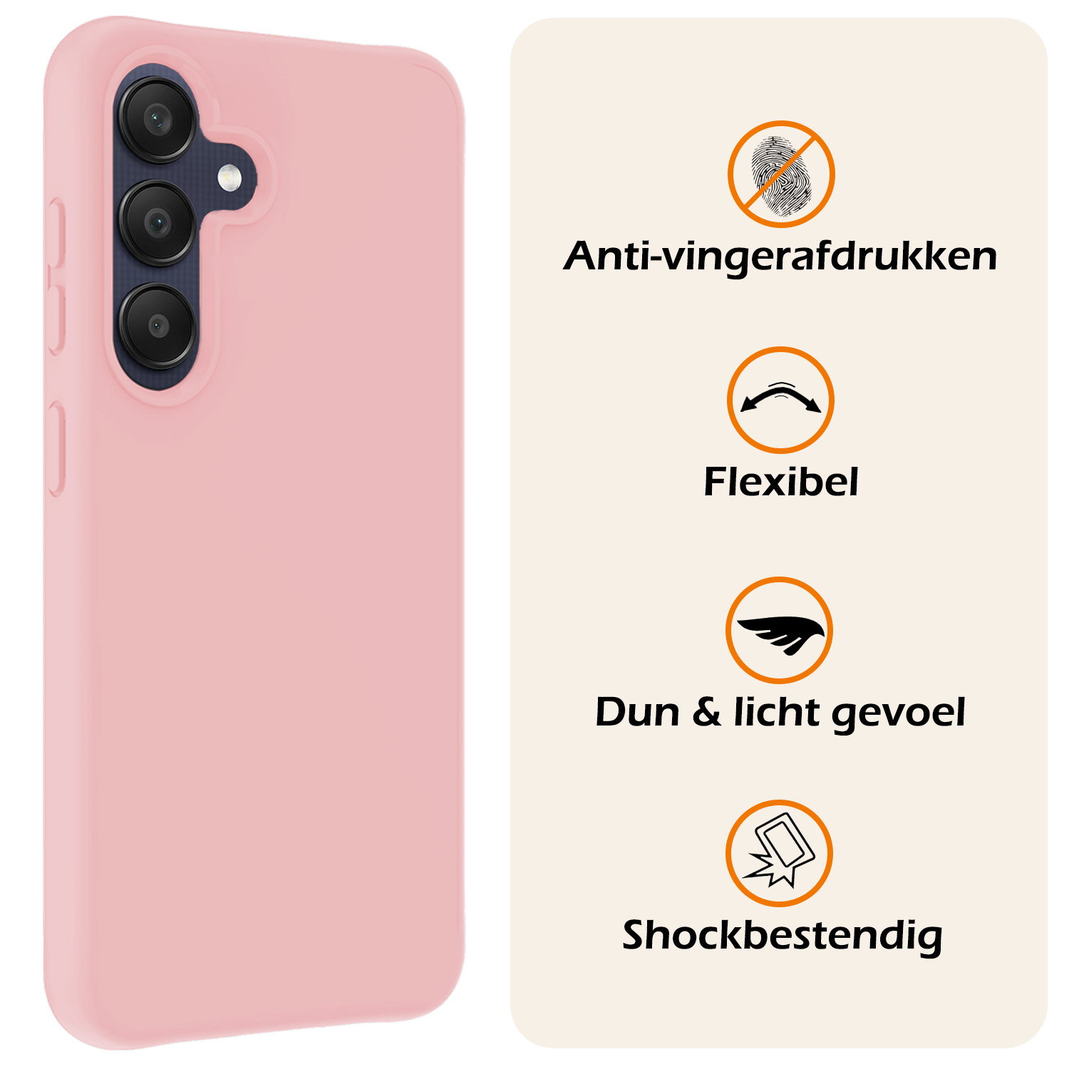 Nomfy Hoesje Geschikt voor Samsung A25 Hoesje Siliconen Cover Case - Hoes Geschikt voor Samsung Galaxy A25 Hoes Back Case - 2-PACK - Lichtroze