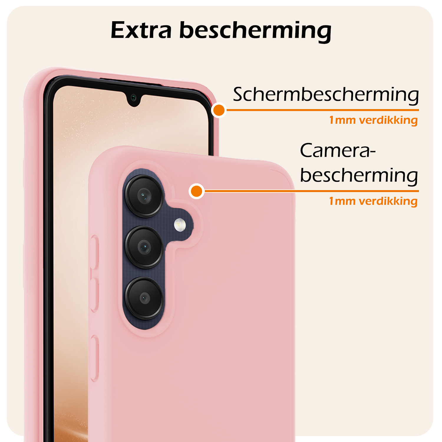 Nomfy Hoesje Geschikt voor Samsung A25 Hoesje Siliconen Cover Case - Hoes Geschikt voor Samsung Galaxy A25 Hoes Back Case - 2-PACK - Lichtroze