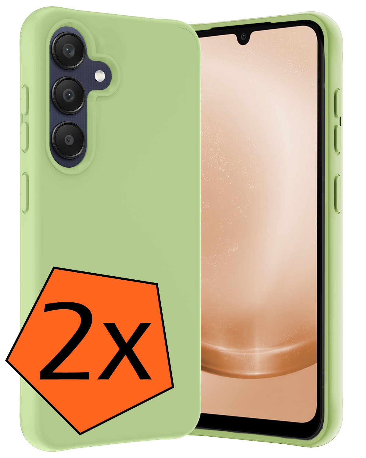 Nomfy Hoesje Geschikt voor Samsung A25 Hoesje Siliconen Cover Case - Hoes Geschikt voor Samsung Galaxy A25 Hoes Back Case - 2-PACK - Groen