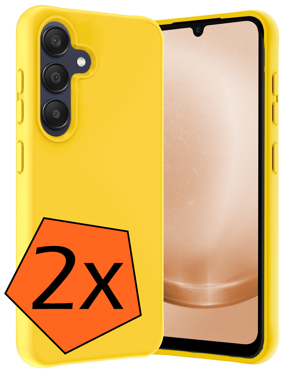 Nomfy Hoesje Geschikt voor Samsung A25 Hoesje Siliconen Cover Case - Hoes Geschikt voor Samsung Galaxy A25 Hoes Back Case - 2-PACK - Geel