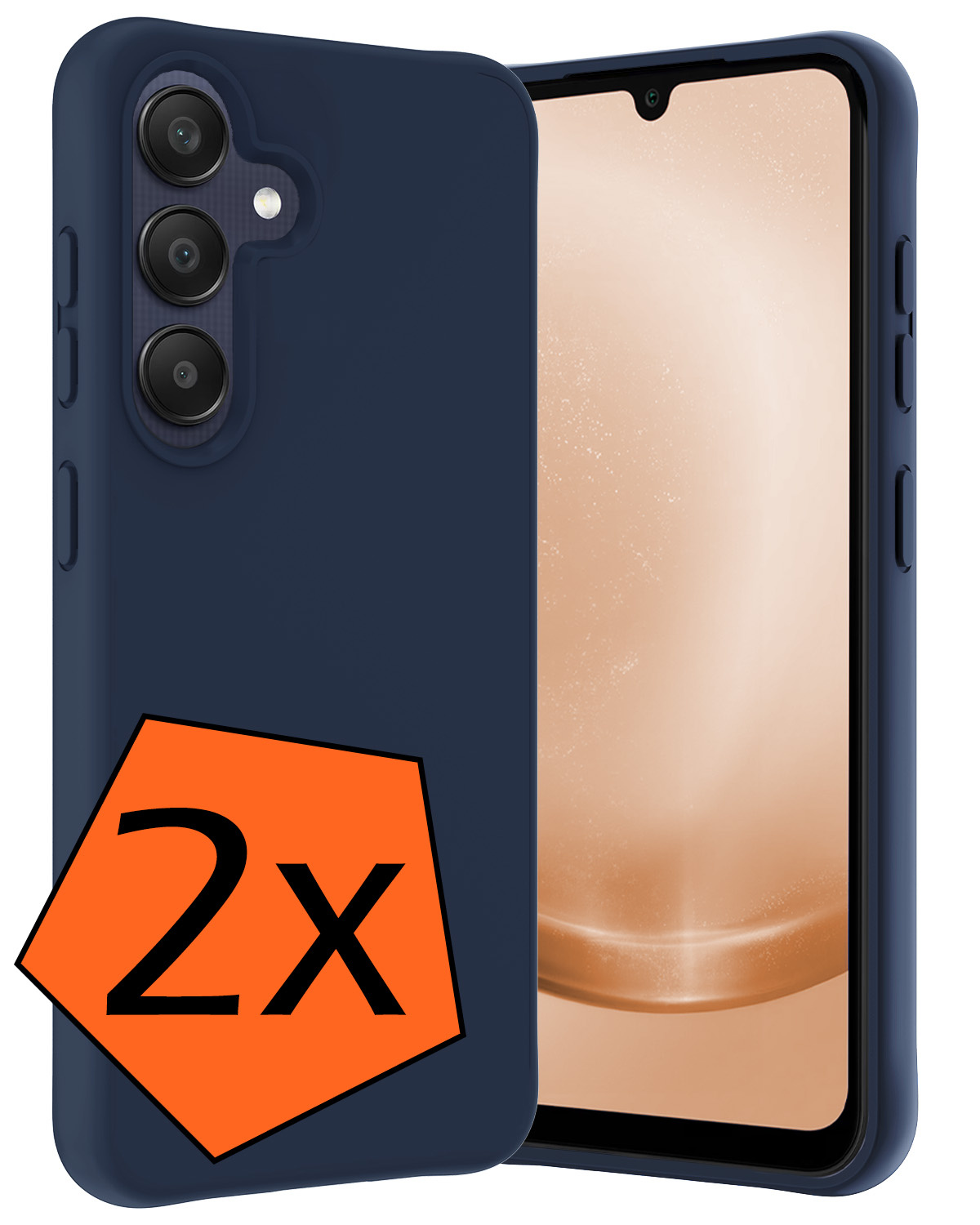 Nomfy Hoesje Geschikt voor Samsung A25 Hoesje Siliconen Cover Case - Hoes Geschikt voor Samsung Galaxy A25 Hoes Back Case - 2-PACK - Donkerblauw