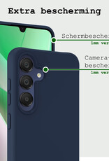 BASEY. Hoes Geschikt voor Samsung A15 Hoesje Siliconen Back Cover Case Met Screenprotector - Hoesje Geschikt voor Samsung Galaxy A15 Hoes Cover Hoesje - Donkerblauw
