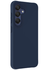 BASEY. Hoes Geschikt voor Samsung A15 Hoesje Siliconen Back Cover Case Met Screenprotector - Hoesje Geschikt voor Samsung Galaxy A15 Hoes Cover Hoesje - Donkerblauw