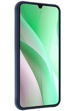 BASEY. Hoes Geschikt voor Samsung A15 Hoesje Siliconen Back Cover Case Met Screenprotector - Hoesje Geschikt voor Samsung Galaxy A15 Hoes Cover Hoesje - Donkerblauw