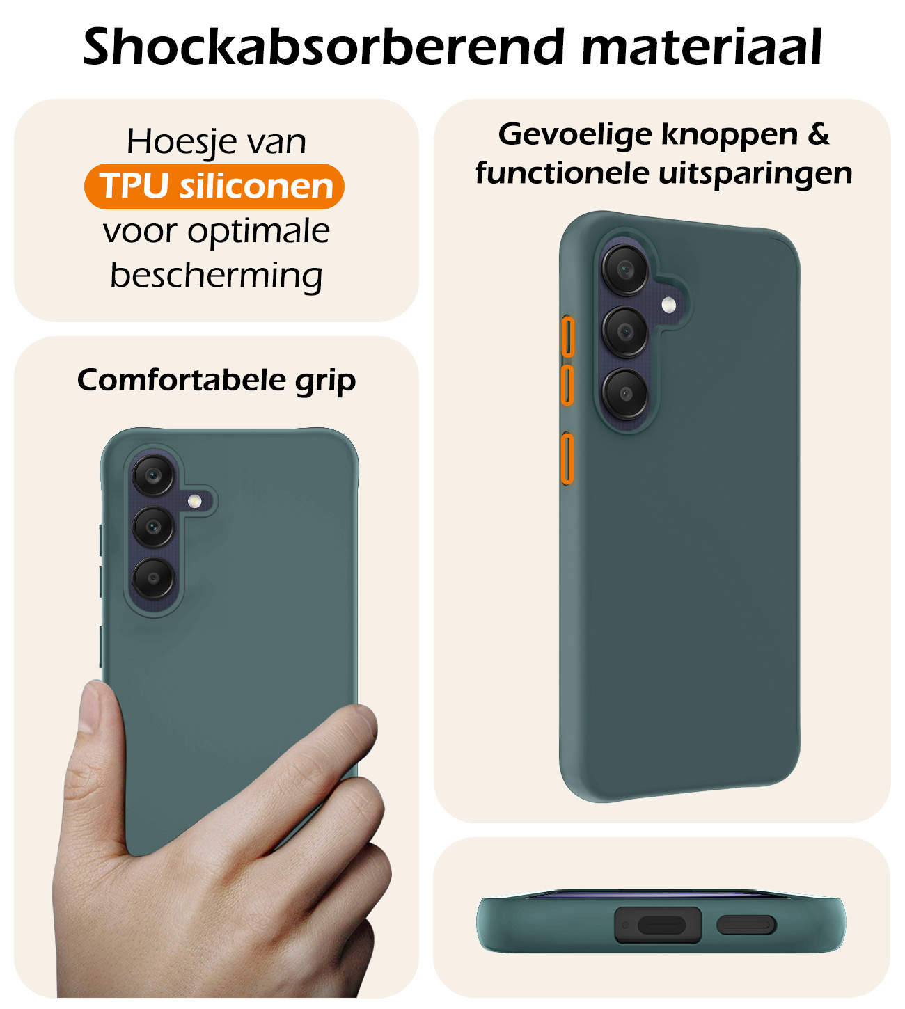 Nomfy Hoesje Geschikt voor Samsung A25 Hoesje Siliconen Cover Case - Hoes Geschikt voor Samsung Galaxy A25 Hoes Back Case - Donkergroen