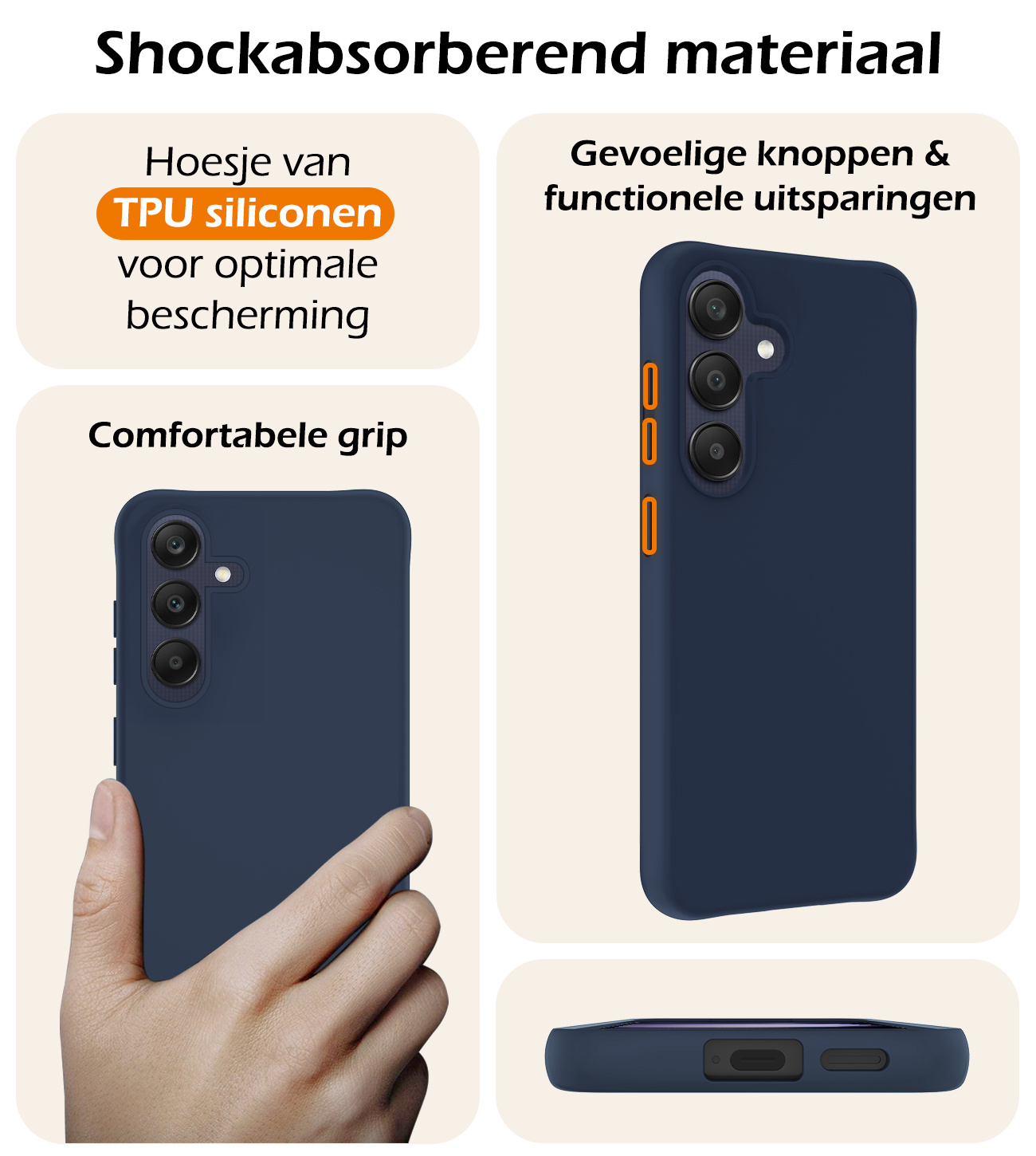 Nomfy Hoesje Geschikt voor Samsung A25 Hoesje Siliconen Cover Case - Hoes Geschikt voor Samsung Galaxy A25 Hoes Back Case - Donkerblauw