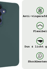 BASEY. Hoes Geschikt voor Samsung A15 Hoesje Siliconen Back Cover Case Met Screenprotector - Hoesje Geschikt voor Samsung Galaxy A15 Hoes Cover Hoesje - Donkergroen