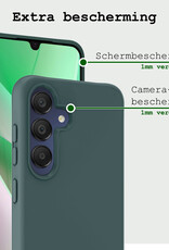 BASEY. Hoes Geschikt voor Samsung A15 Hoesje Siliconen Back Cover Case Met Screenprotector - Hoesje Geschikt voor Samsung Galaxy A15 Hoes Cover Hoesje - Donkergroen