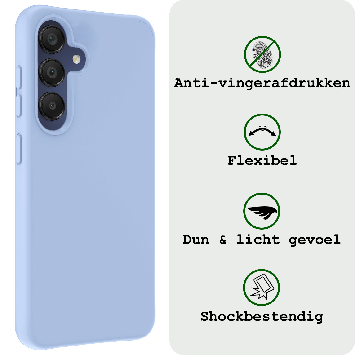 BASEY. Hoes Geschikt voor Samsung A15 Hoesje Siliconen Back Cover Case Met Screenprotector - Hoesje Geschikt voor Samsung Galaxy A15 Hoes Cover Hoesje - Lichtblauw