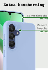 BASEY. Hoes Geschikt voor Samsung A15 Hoesje Siliconen Back Cover Case Met Screenprotector - Hoesje Geschikt voor Samsung Galaxy A15 Hoes Cover Hoesje - Lichtblauw