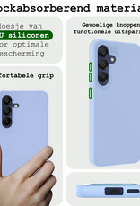 BASEY. Hoes Geschikt voor Samsung A15 Hoesje Siliconen Back Cover Case Met Screenprotector - Hoesje Geschikt voor Samsung Galaxy A15 Hoes Cover Hoesje - Lichtblauw