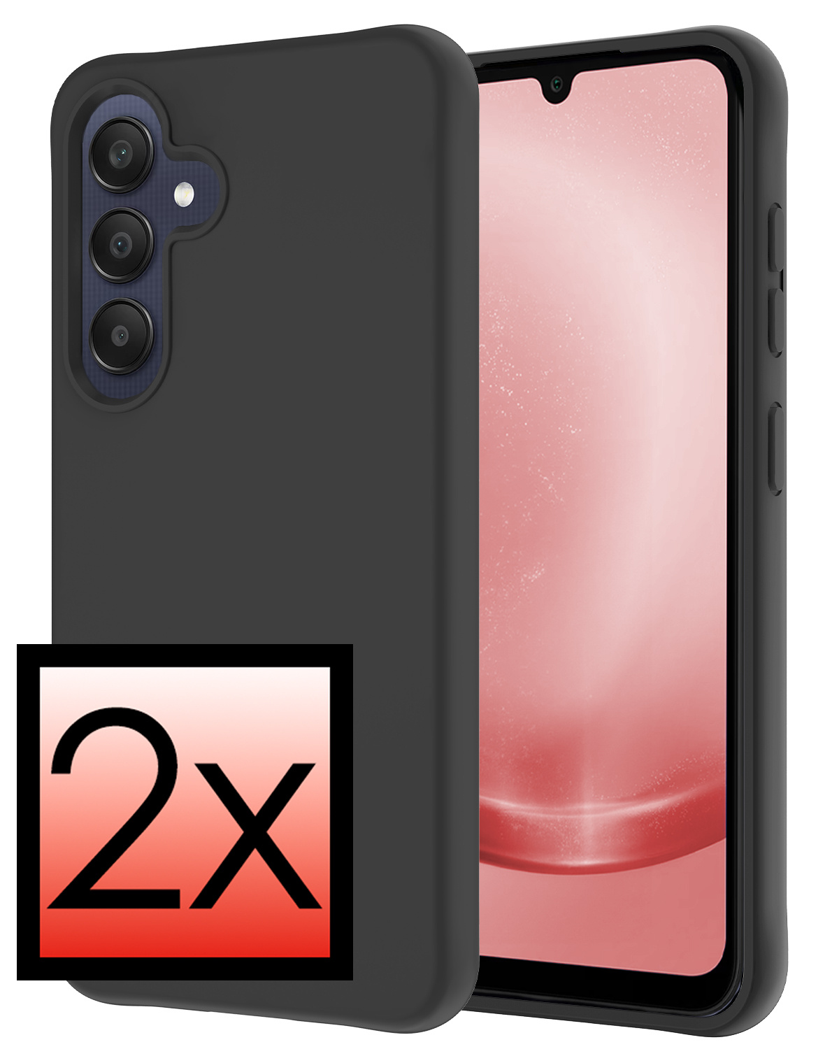 NoXx Hoes Geschikt voor Samsung A25 Hoesje Cover Siliconen Back Case Hoes - Zwart - 2x